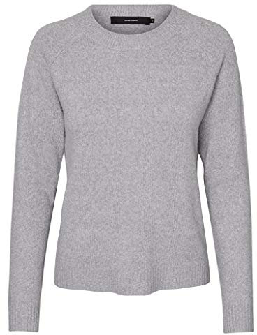 VERO MODA Women's Vmdoffy Ls O-neck Blouse Noos Blouse, Grey (Light Melange Light Melange), 32R (Manufacturer size: X-Large)