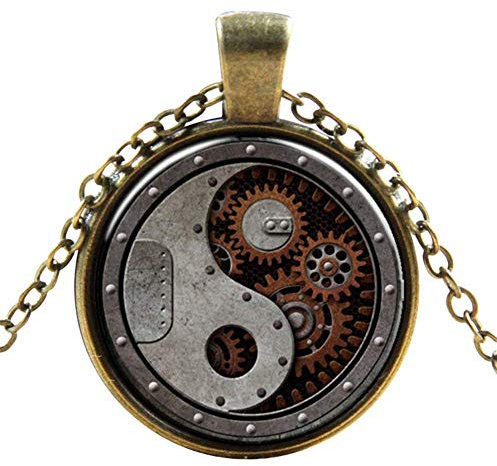 Ultra Yin und Yang Style Steampunk Halsketten Classic Cyber Victorian Punk Herren Damen Schmuck Kette und Anhänger Kupfer Vintage Cosplay Zubehör Steam Halskette für Männer Frauen