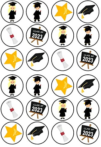 Essbare Cupcake-Topper mit Abschlussscheiben, 24 Stück