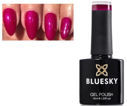 Bluesky Nail Gel Polish PINK CERISE lilac shimmer Light Sky Night A33 UV LED Soak Off 10ml (Requires Drying under LED/UV Lamp)