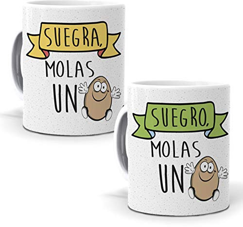 2 Tazas. Suegra molas un Huevo y Suegro molas un Huevo