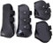 Merauno® Gamaschen Pferde 4er Set Sehne Schützer Fetlock Pferdesprungschutz Vorne Hinter Paar Robust Elastisch PU Shell Neopren Knopfverschluss 2 Paar für Damen& Herren (S(Pony), Schwarz)