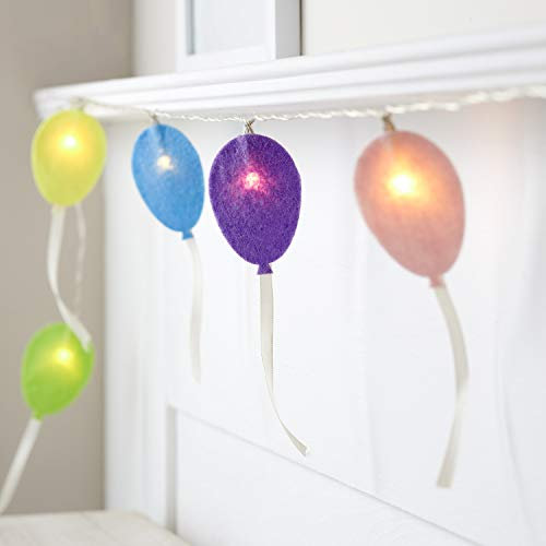 Lights4fun 15er LED Luftballon Lichterkette mit Filz Motiven Timer Batteriebetrieb Kinderzimmer Deko Babyzimmer