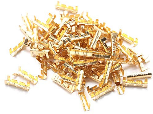 100 Stück U-förmige Kupferringklemmen Crimpdraht Nicht isolierter Kabeldraht Spaten-Steckverbinder für Elektroautos Gold