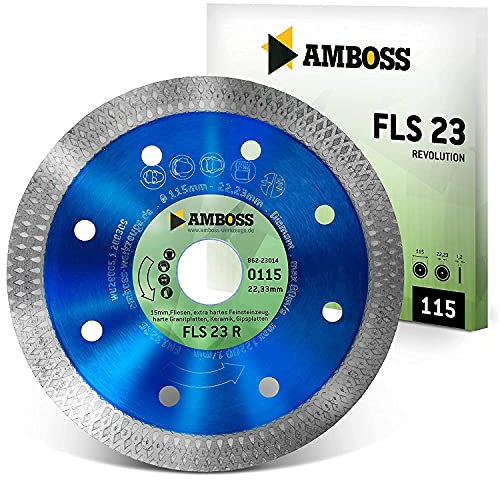 Amboss Diamant Trennscheibe FLS 23R - extra dünne Diamant-Trennscheibe (1,6 mm) | Ø 150 mm x 25,4 mm - Fliesen/extra hartes Feinsteinzeug/harte Granite/Keramik | Segmenthöhe: 10 mm