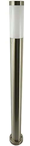 Dapo Außen-Garten-Steh-Leuchte OSLO Edelstahl Kunststoff-Schirm weiß E27 H: 100cm Wege-Stand-Lampe (Einzeln ohne Sensor)
