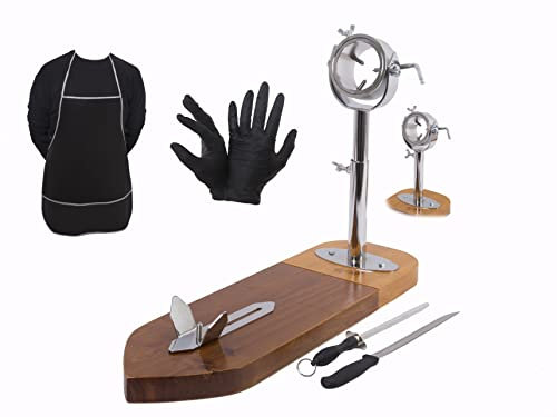 Jamonero Giratorio Profesional en madera y herrajes de primera calidad (Marron)