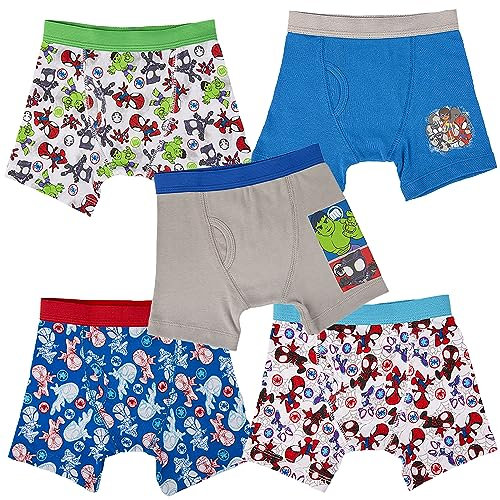 Spiderman Boys' Toddler Superhero Friends Exclusive Underwear with Iron Man, Hulk & More 2/3t & 4t, 5-pack Boxer Brief Spidey Multi-hero, 4 Years