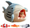 JIALOE Shark Katzenbett Hundehaus Katzenbett Höhle Haustierbett Katzenbetten für Indoor Katzen (L, Blau)