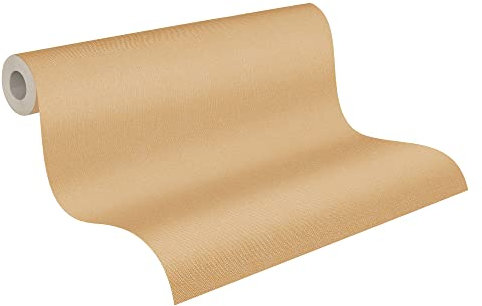 A.S. Création Pure Elegance Vliestapete mit feiner Struktur 0,53 x 10,05 m – Orange, Gelb – Uni Tapete mit Struktur - Made in Germany - einfarbige orange Wandtapete für verschiedene Räume - 385147