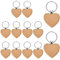 Colexy 12 Pièces Porte-Clés en Bois de Hêtre, Rondelles de Bois Naturel Bricolage Vierge Clés Anneau, Étiquettes en Bois pour Clés Femmes Hommes Décoration Suspendue pour Sac à Main Mobile (Coeur)