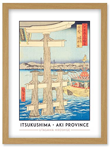 Wee Blue Coo Itsukushima, Depiction of a Festival Aki Province Utagawa Hiroshige Japanese Woodblock Classic Collection Artwork Framed Wall Art Print A4