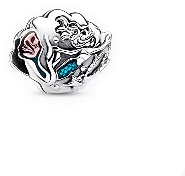 PANDORA Disney Arielle die Meerjungfrau Muschel Charm aus Sterling Silber mit Kunstkristallen x Disney Collection, Kompatibel Moments Armbändern, 792687C01