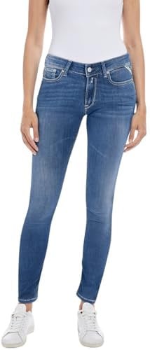 Replay Damen Jeans New Luz Skinny-Fit mit Power Stretch, Medium Blue 009-2 (Blau), 32W / 30L