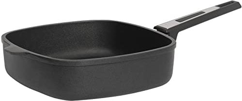 SKK große viereckige Hochrandpfanne 26x26 cm - ohne Induktion - eckige Aluguss beschichtete Bratpfanne mit hohem Rand - Made in Germany