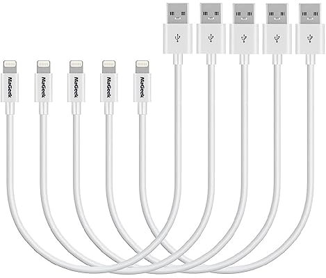 MaGeek Lightning to USB Cables 5-Pack Short 0,3m [Apple MFi Certified] Charge Cable for iPhone 14/13/12/11/Pro/Pro Max/SE/XS/XS Max/XR/X/8 Plus/7/6S Plus, iPad Pro Air 2