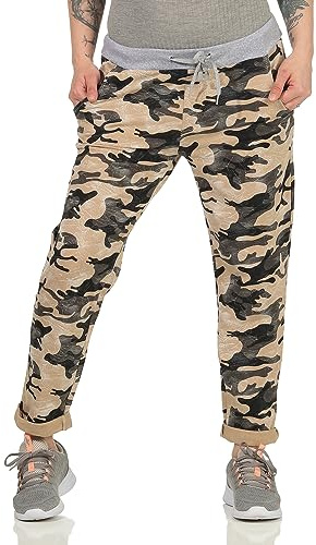 Damen Jogginhose im Boyfriend-Style Sweatpants für Freizeit Sport und Fitness Camouflage Tarn 38 (34-40, Style 5)