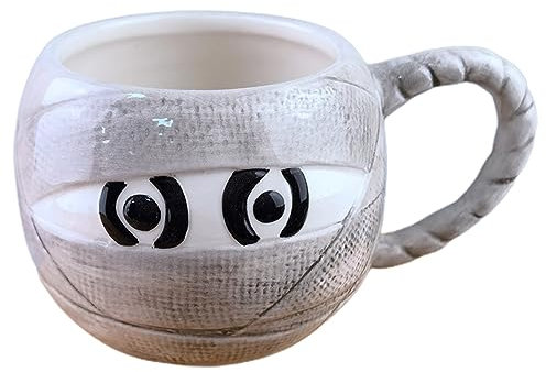 AYKHDS Tasse d'Halloween, tasse en céramique citrouille fantôme, tasse à café en forme de citrouille, tasse décorative pour homme et femme, boissons (blanc)