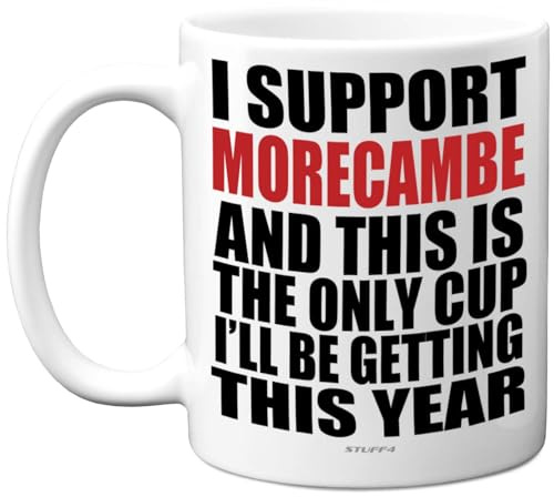 Taza de cerámica de 311.8 g, apta para lavavajillas, diseño de fútbol de Morecambe, con diseño de balón de fútbol