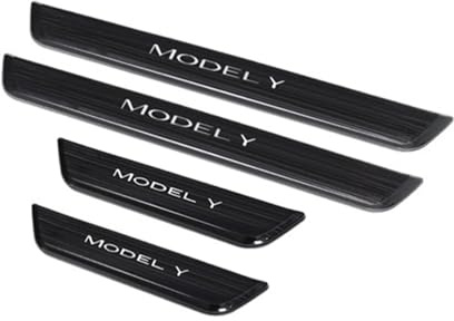 LED Illuminated Sills Car Door Edge Protector Panel For Model 3 Y Door Edge Protectors MODEL 3 ACCESSORI (Color : 4 BLACK MY)