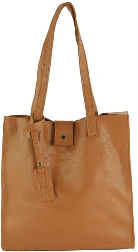 modamoda de - T247 - Ital. Leder Shopper mit herausnehmbarer Innentasche, Farbe:Cognac