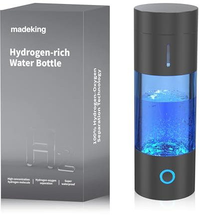 madeking Wasserstoff-Wasser-Generator-Flasche - mit SPE und PEM-Technologie, wiederaufladbare wasserstoffreiche Wassertasse Wasser-Ionisator tragbare Maschine & Maker für Trinken (Schwarz)