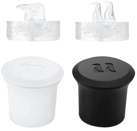 3D Animal Ice Cube Mold, 2PCS Silicone Ice Ball Maker Polar Bear Penguin Shaped Ice Cube Moulds for Whiskey Cocktail