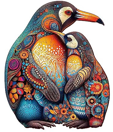 Jigfoxy Holzpuzzle Erwachsene, Pinguin Holz Puzzle Erwachsen, Wooden Puzzle Holzpuzzle für Erwachsene, Einzigartige Knobelspiele in Tierform für Freunde der Familie XL-60 * 48.8cm-660pcs