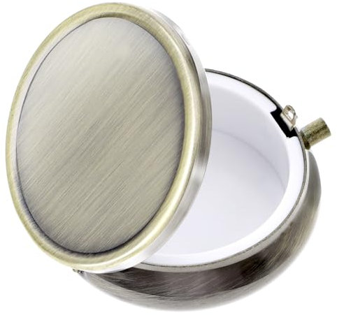 WLLHYF Pill Box Medicine Organiser Travel Pill Box Waterproof Pill Case Metal Pill Container Holder for Vitamins, Fish Oil, Dietary Supplements (Bronze)