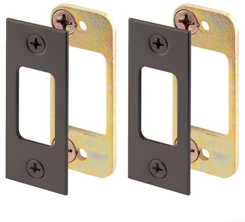 Door Latch Repair Kit High Security Deadbolt Strike Plate, Precise Spacer Shim, Simple Installation (Black-2PCS)