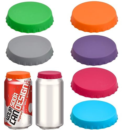 6 Tapas de Silicona para Latas de Bebidas y Cervezas - Coloridas con Cierre a Prueba de Fugas para Refrescos