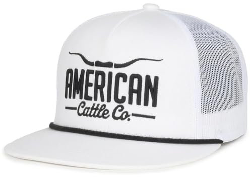 American Cattle Co. Longhorn verstellbare Snapback Westernmütze, Weiß/Schwarz, Einheitsgr��e