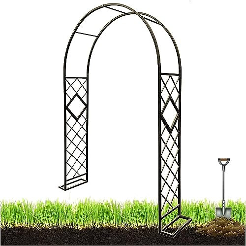 Pergola-Pavillon aus Metall, Spalier mit Gartenbogen für den Außenbereich, langlebiger und widerstandsfähiger Rosenbogen für Kletterpflanzen, Brautparty (Farbe: Schwarz, Größe: 260 x 230 x 40 cm)