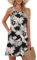 AUSELILY Damen Sommer Tank Kleid Casual Urlaub Kurze Halter Kleider Tropischer Regenwald XL