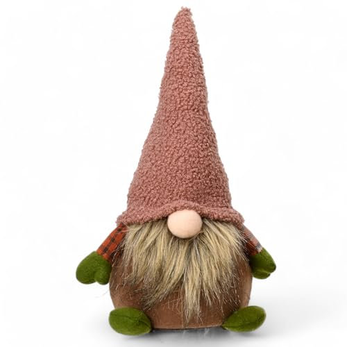 MIJOMA Dekofigur Weihnachtswichtel Zwerg – 30 cm hoch, skandinavische Weihnachtsdeko, Dekofigur für Winter & Advent, Kuschelige Deko aus Polyester, ideal für Festliche Dekoration (Rosa-Braun)