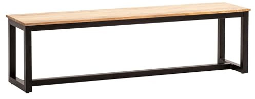 Wohnling Esszimmerbank 180x40x45 cm Akazie Massivholz Metall Loft-Style, Esstischbank Holzbank Massiv ohne Lehne, Küchenbank Essbank Industrial, Sitzbank Esszimmer Groß