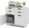 CASART Rolling File Cabinet, 4/5/7 Drawers Freestanding Storage Organizer Cupboard on Wheels, Home Office Lateral Filing Chest (4 Drawers + 2 Door, White)