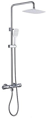 PUFAHAU Duschsystem-Set, Wandmontage, Duschset, Duscharm, Umsteller, Handbrause, Badezimmer-Dusche, Wasserhahn, Mischbatterie, Chrom, Chrom