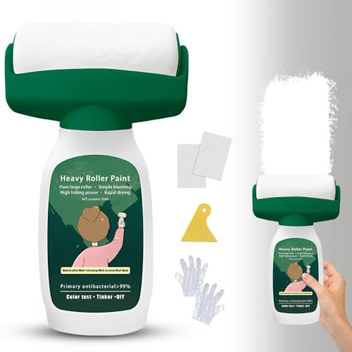 NAVESO Peinture de Retouche Mur, Peinture au Rouleau de Réparation Murale, Rouleau Retouche Peinture Blanc Mur, Brosse à Rouleau avec 500g Pâte de Réparation Murale