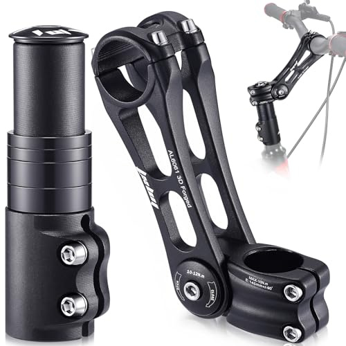 TOBWOLF Bike Stem Riser & Adjustable MTB Bicycle Stem, Universal 31.8mm Bike Stem, ±90 Degree Handlebar Stem for Angle Adjustment, 28.6mm Bike Fork Stem Extender for E-Bike Road Bike BMX Bicycle