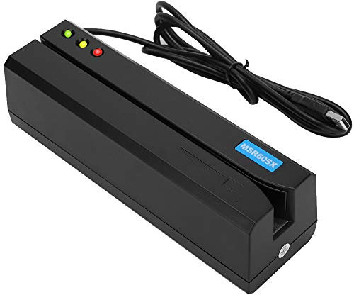 Magnetic Stripe Card Reader, 3 Tracks MagStripe Swipe Card Reader, USB Credit Card Reader Swiper for Online POS System Cashier Registry Cash Register