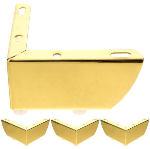 SHINEOFI Pieds De Meuble en Métal Doré 4 Pcs 90 Degrés Pieds De Ajustables Support pour Meuble TV Design Moderne Compatible Commodes Et Tables Basses