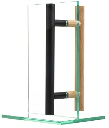 MLS Door Handle for Sauna and SPA, Handle Set, Pleasant to the touch, Combination of Aluminium and Wood, Suitable for Glass and Wooden Doors, Length 350 mm, Drilling Distance 150 mm, Black