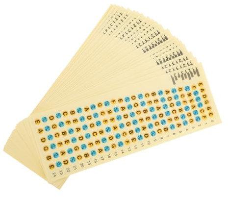 Gitarrengriffbrett Aufkleber 20 Stück für Anfänger, Notenhilfe | Pvc in Khaki, Leicht Anzubringen und Rückstandsfrei, für Akustische und Folk Gitarre
