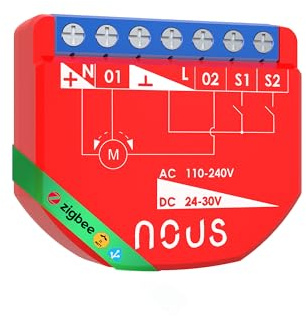 NOUS ZigBee Smart Curtain Module, AC 16A/DC 10A, ZigBee 3.0 Gateway erforderlich, Kompatibel mit Alexa, Google Assistant, Zigbee2MQTT, Home Assistant, Tuya Smart Life, Trockenkontakte