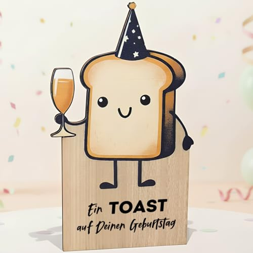 Generisch Holz Geburtstagskarte im Toast-Design 14x19 cm | Originelles Geschenk für Frauen Männer Freunde Familie, Lustige Karte zum 18. 30. 40. Geburtstag, Mit Umschlag + Papierkarte