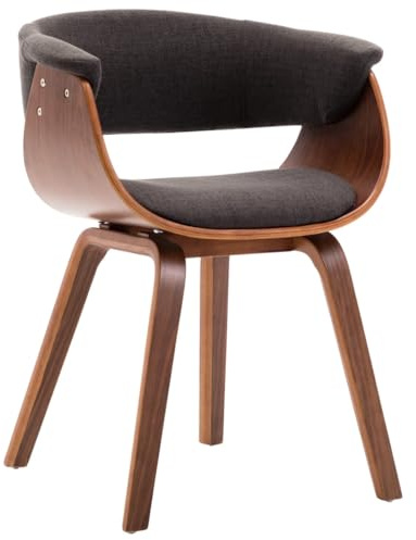 Owoxanthellate Esszimmerstuhl Grau 59,5x51x72 cm aus Bugholz & Webstoff 110 kg belastbar Modernes Design Bequeme Polsterung für Küche Wohnzimmer Balkon