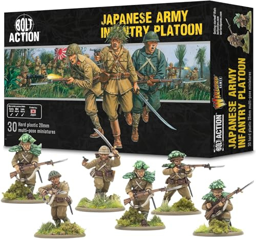 Warlord Games Infanterie-Ball der japanischen Armee – Miniaturen aus Kunststoff im Maßstab von 28 mm für hochdetaillierte Bolzenaktion aus dem Zweiten Weltkrieg