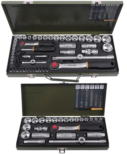 BandelOne enthält Proxxon Steckschlüssel Satz 1/2+1/4+3/8 81 tlg. 2x Knarrenkasten Nüsse Bits