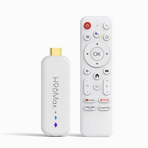 H96Max Clé TV Android 14.0 Android TV OS 4K Ultra HD, Fire TV Stick Amlogic S905L3 Quad-Core 16 Go WiFi6 2,4 G/5,8 GHz BT5.0 4K AV1 Ultra HDR10+ BT5.0 Lecteur de maison intelligent